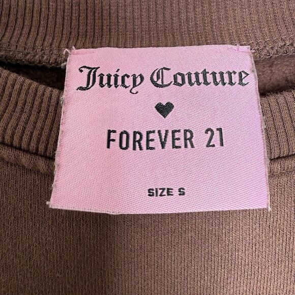 Juicy Couture Forever 21 Graphic Cropped Sweatshirt Brown Women's Small Crewneck - Picture 6 of 12